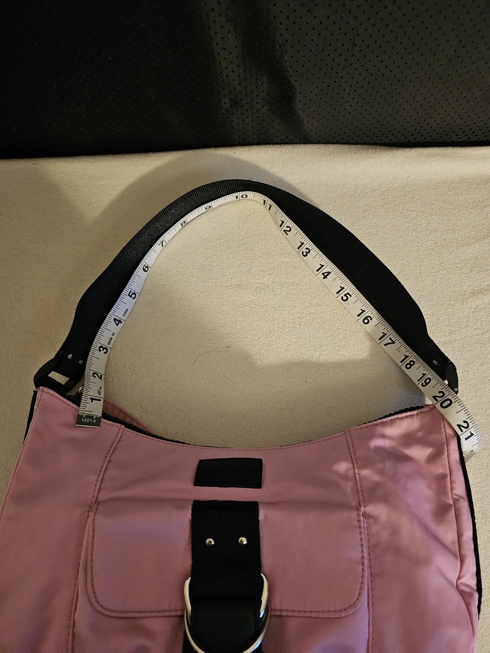 Lauren Ralph Lauren Pink Shoulder Bag with Black Strap and Buckle. - Picture 11 of 11